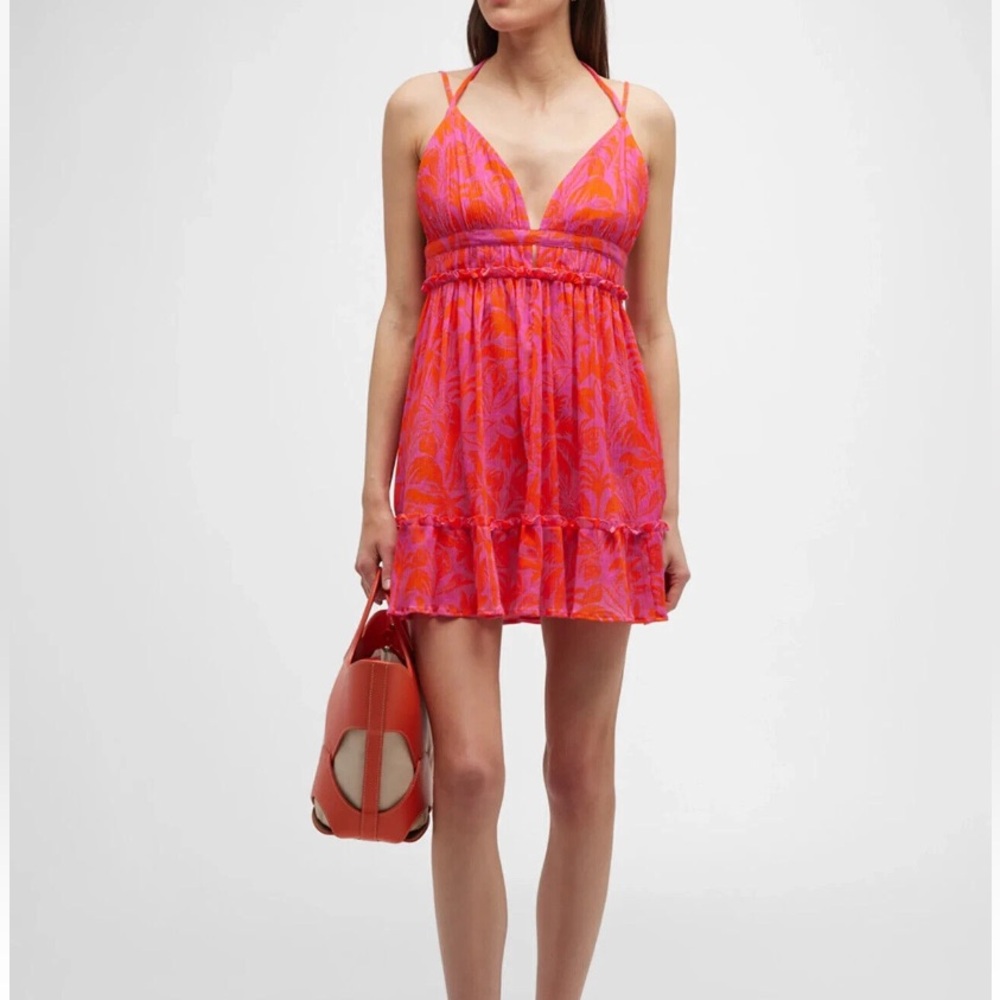 PQ swim pink & orange DEL Daphne mini dress swim suit coverup size M/L